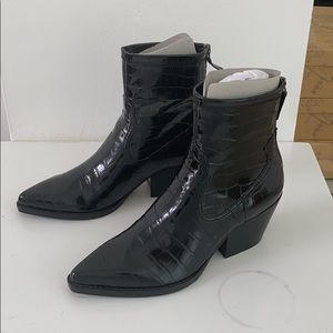 Dolce Vita crocodile embossed patent booties